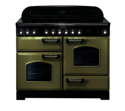 RANGEMASTER  Classic Deluxe 110 Electric Range Cooker - Olive Green & Chrome